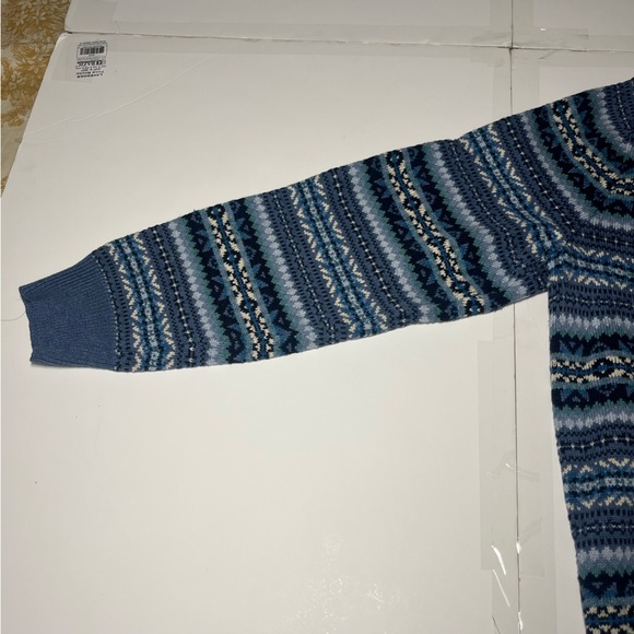 J. Crew Men’s L Fair Isle Knit Sweater Blue Multicolor 100% Cotton Holiday 2021 - Picture 6 of 16